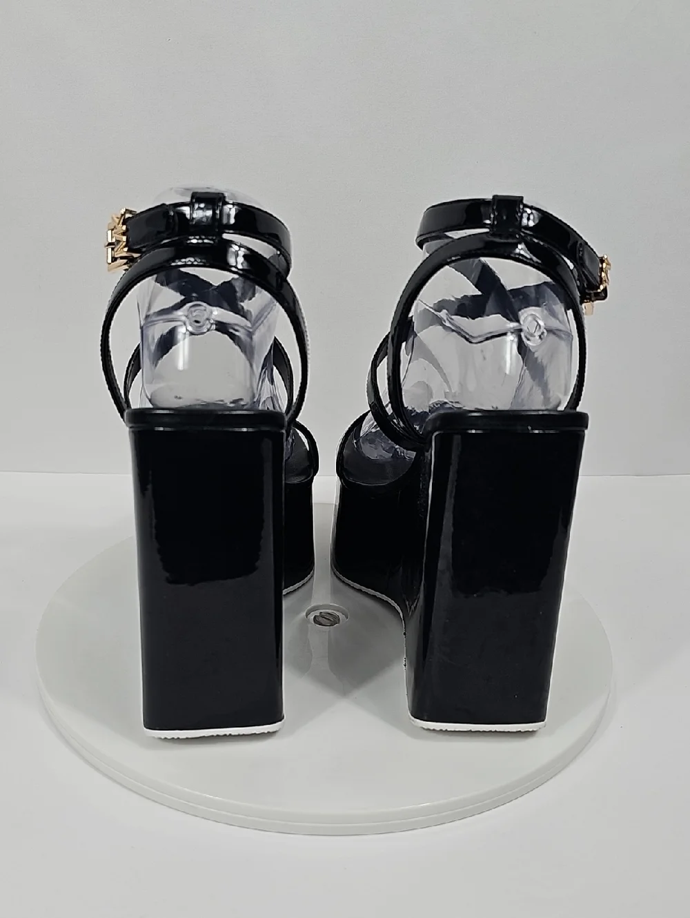 NIB Michael Michael Kors Paolo Faux Patent Leather Platform Wedge Heel Black 10